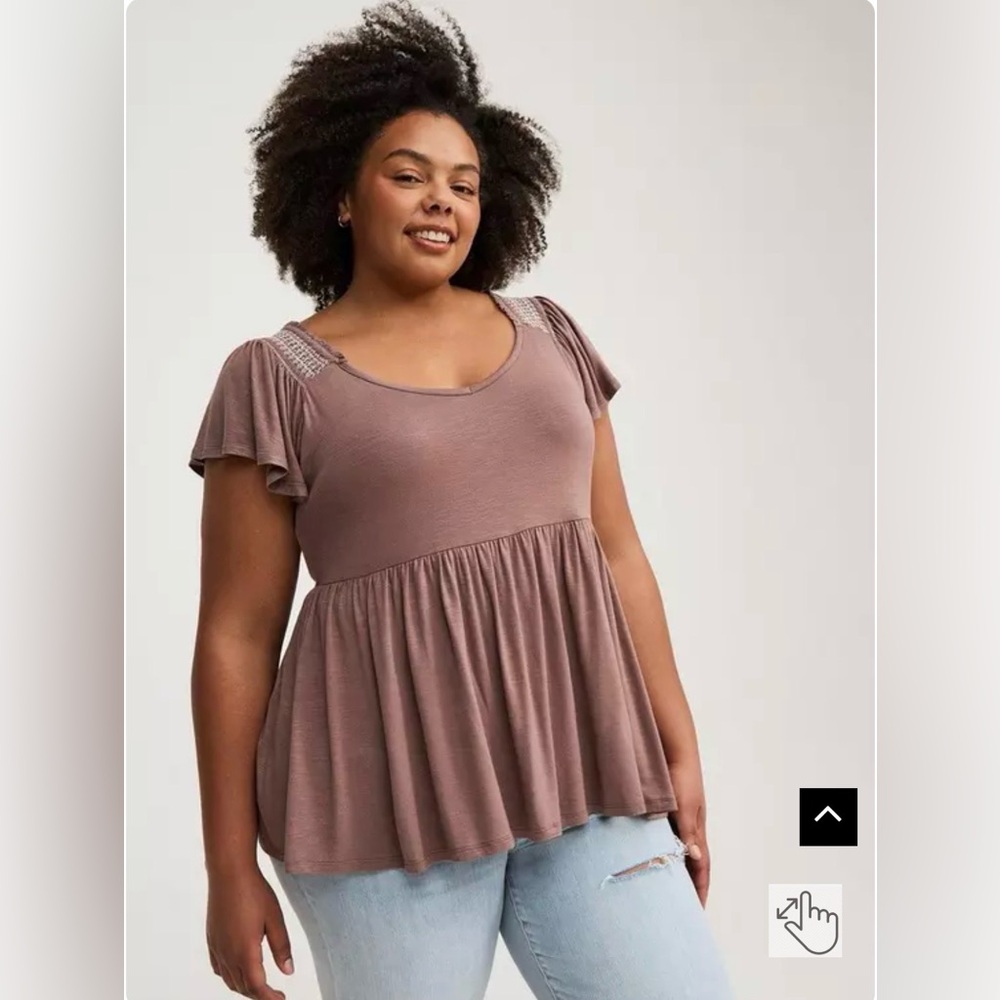 Torrid Smocked Flutter Sleeve Babydoll Top